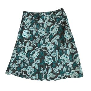 Saltwater Skirt Brown Green Flower A Line Cotton Silk Y2K